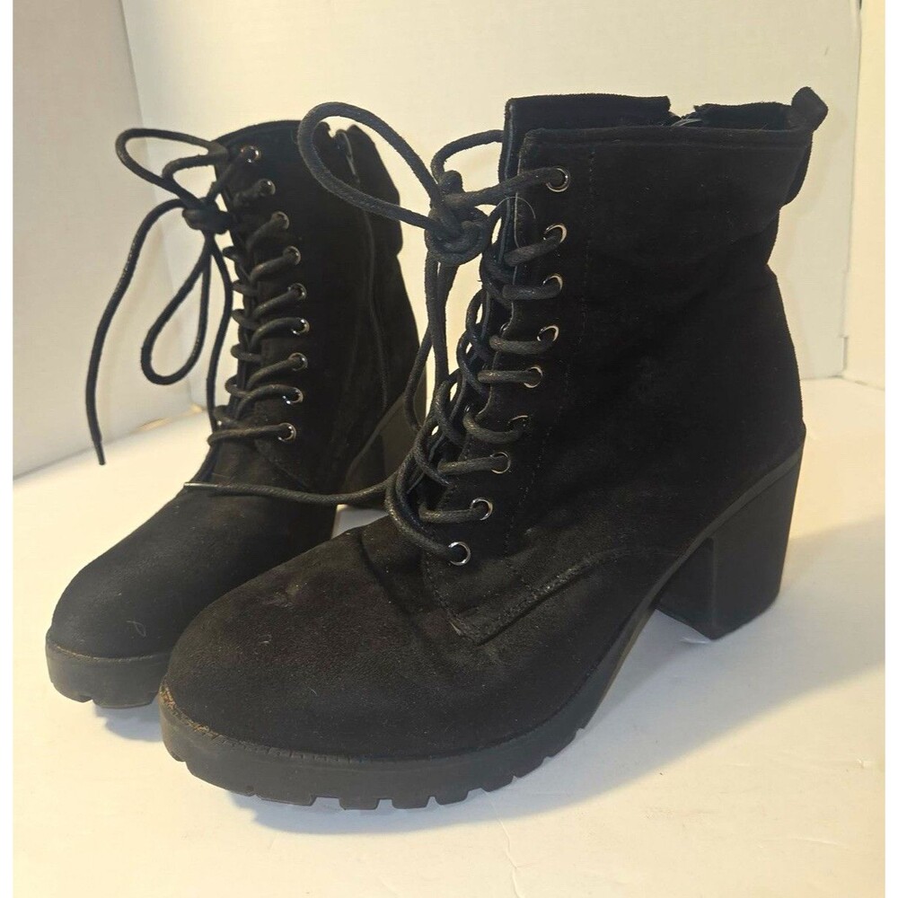 Zigi Kourtlan Black Lace-Up Ankle Bootie Zipper Round Toe US 9.5 Cushioned
